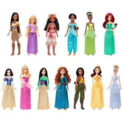 Mattel Disney Princess Ultimate Princess 13-pack modepoppen 13 poseerbare modepoppen in glinsterende kleding en met accessoires, geïnspireerd op Disney-films, JFC43 Mattel Disney Princess Ultimate Princess 13-pack modepoppen 13 poseerbare modepoppen in glinsterende kleding en met accessoires, geïnspireerd op Disney-films, JFC43