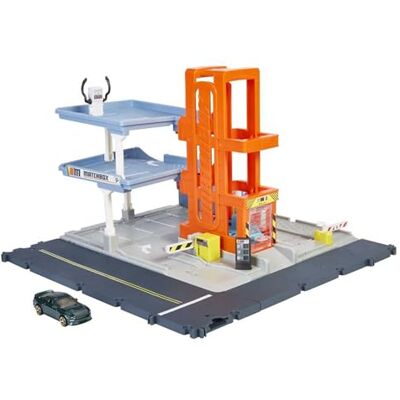 Matchbox Action Drivers Parkeren en Spelen Garage Speelset met licht en geluid en 1 auto, duw de auto voort om poorten te openen, van 3 jaar en ouder, HBL60 Matchbox Action Drivers Parkeren en Spelen Garage Speelset met licht en geluid en 1 auto, duw de auto voort om poorten te openen, van 3 jaar en ouder, HBL60