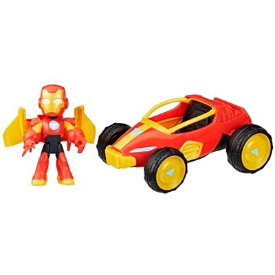 Marvel Iron Man and His Awesome Friends Iron Racer, actiefiguur en speelgoedvoertuig Marvel Iron Man and His Awesome Friends Iron Racer, actiefiguur en speelgoedvoertuig