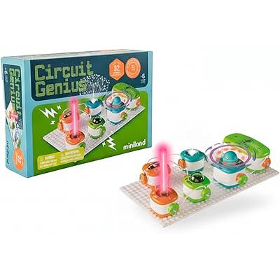 Miniland Circuit Genious Set met 32 elektrische experimenten, set voor het leren van elektriciteit op een grappige en veilige manier, voor jongens en meisjes vanaf 6 jaar Miniland Circuit Genious Set met 32 elektrische experimenten, set voor het leren van elektriciteit op een grappige en veilige manier, voor jongens en meisjes vanaf 6 jaar