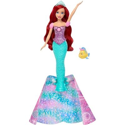 Mattel Disney Princess Ariel transformatiepoppenset Beweegbare modepop met tiara en lang haar, Botje-figuur met tiara, geïnspireerd op Disney-film, JLK19 Mattel Disney Princess Ariel transformatiepoppenset Beweegbare modepop met tiara en lang haar, Botje-figuur met tiara, geïnspireerd op Disney-film, JLK19