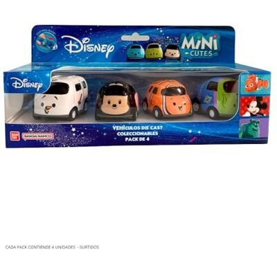 BANDAI Mini Cutes Cars AR79361 Set met 4 wrijvingsvoertuigen, 6 cm, Disney-speelgoed: Minnie, Olaf, Nemo, Alien, speelgoedvoertuigen, meerkleurig BANDAI Mini Cutes Cars AR79361 Set met 4 wrijvingsvoertuigen, 6 cm, Disney-speelgoed: Minnie, Olaf, Nemo, Alien, speelgoedvoertuigen, meerkleurig