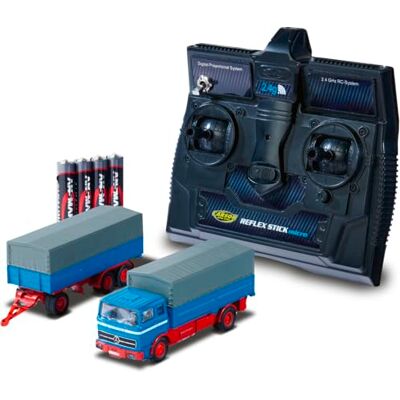 Carson 1:87 MB 1620 dekzeil met aanhanger, 100% RTR blauw rijklaar model, RC auto, H0 auto, RC model, Diorama-voertuig, op afstand bestuurde vrachtwagen, remote controled truck Carson 1:87 MB 1620 dekzeil met aanhanger, 100% RTR blauw rijklaar model, RC auto, H0 auto, RC model, Diorama-voertuig, op afstand bestuurde vrachtwagen, remote controled truck