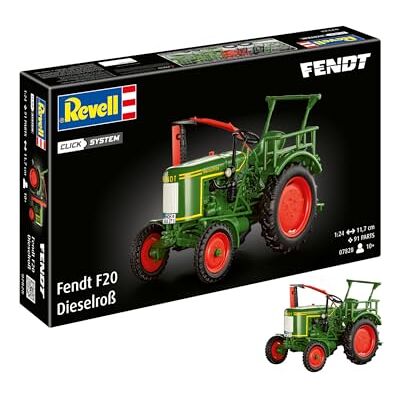 Revell 07828 Fendt F20 Dieselroß Tractor (Click System) Schaal 1:24 Ongebouwd, Voorgekleurd, Klik-samen (niet lijm), Plastic Model Kit Revell 07828 Fendt F20 Dieselroß Tractor (Click System) Schaal 1:24 Ongebouwd, Voorgekleurd, Klik-samen (niet lijm), Plastic Model Kit
