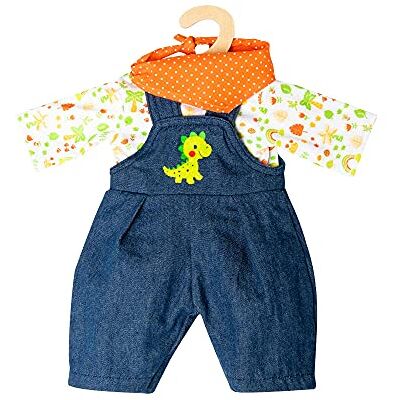 Heless 2115 kledingset voor poppen in dino-design, 3-delig met tuinbroek, T-shirt en halsdoek, maat 35-45 cm Heless 2115 kledingset voor poppen in dino-design, 3-delig met tuinbroek, T-shirt en halsdoek, maat 35-45 cm