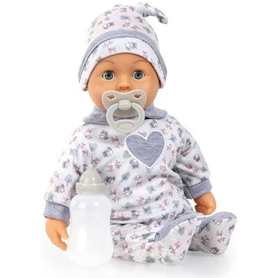 Bayer Design 93824CP Interactieve babypop, pratend, zacht lichaam, slaapogen, fopspeen, fles, 38 cm Bayer Design 93824CP Interactieve babypop, pratend, zacht lichaam, slaapogen, fopspeen, fles, 38 cm