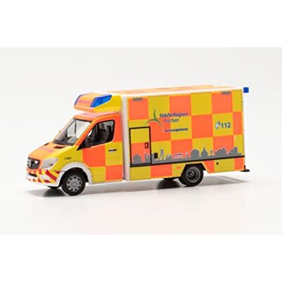 Herpa automodel Mercedes-Benz Sprinter '13 Fahrtec RTW "Stadsregio Aken", schaal 1:87, voor diorama, modelbouw verzamelobject, decoratie, Made in Germany, kunststof Herpa automodel Mercedes-Benz Sprinter '13 Fahrtec RTW "Stadsregio Aken", schaal 1:87, voor diorama, modelbouw verzamelobject, decoratie, Made in Germany, kunststof