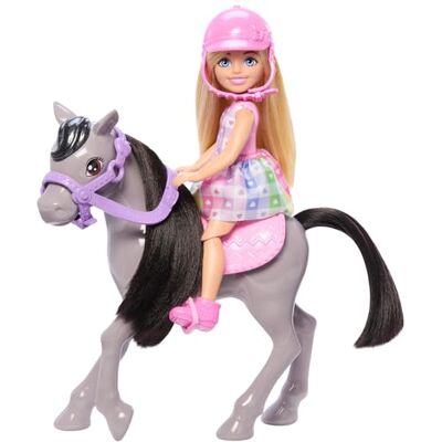 Barbie Club Chelsea pop en paard met rijthema-speelset Kleine pop en paard, inclusief ruiteraccessoires, vanaf 3 jaar, HTK29 Barbie Club Chelsea pop en paard met rijthema-speelset Kleine pop en paard, inclusief ruiteraccessoires, vanaf 3 jaar, HTK29