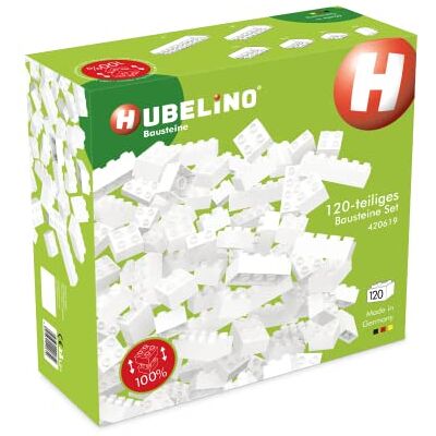 Hubelino Wit Bouwstenen Set - 120 dlg - Uitbreiding Kogelbaan Hubelino Wit Bouwstenen Set - 120 dlg - Uitbreiding Kogelbaan