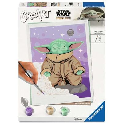 Ravensburger CreArt 12023140 Star Wars Meditating Grogu Schilderij van Number Adults DIY-set met penseel en acrylverf Star Wars-cadeaus Woonkamerinrichting Ravensburger CreArt 12023140 Star Wars Meditating Grogu Schilderij van Number Adults DIY-set met penseel en acrylverf Star Wars-cadeaus Woonkamerinrichting