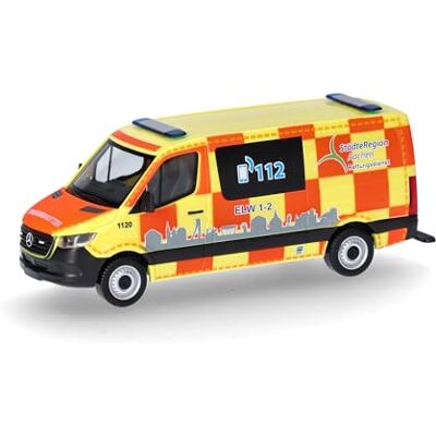 Herpa automodel Mercedes-Benz Sprinter Flachdach "Rettungsdienst StädteRegion Aachen", schaal 1:87, voor diorama, modelbouw, verzamelobject, Made in Germany, kunststof Herpa automodel Mercedes-Benz Sprinter Flachdach "Rettungsdienst StädteRegion Aachen", schaal 1:87, voor diorama, modelbouw, verzamelobject, Made in Germany, kunststof