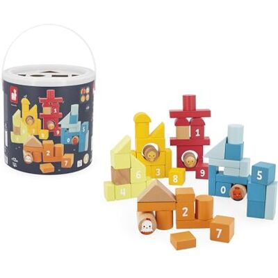 Janod 56-delig houten vat met verschillende vormen, motieven, cijfers, kleuren Mijn eerste bouwspel Geïntegreerde vormbox Imitatiespel behendigheid en creativiteit 1 jaar + Janod 56-delig houten vat met verschillende vormen, motieven, cijfers, kleuren Mijn eerste bouwspel Geïntegreerde vormbox Imitatiespel behendigheid en creativiteit 1 jaar +