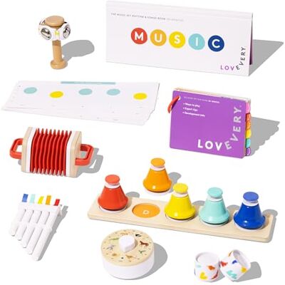 Lovevery De muziekset 6 muziekinstrumenten en een ritmeboek en liedjes, Montessori-geïnspireerd educatief speelgoed voor kinderen van 18 maanden tot 4 jaar Lovevery De muziekset 6 muziekinstrumenten en een ritmeboek en liedjes, Montessori-geïnspireerd educatief speelgoed voor kinderen van 18 maanden tot 4 jaar