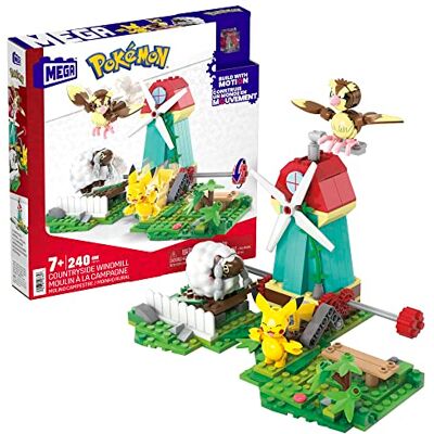 Mega Bloks Mega Pokémon, actiefiguurbouwspeelgoedset, plattelandswindmolen met 240 stuks, beweging en 3 positieve karakters, cadeau -idee voor kinderen, HKT21 Mega Bloks Mega Pokémon, actiefiguurbouwspeelgoedset, plattelandswindmolen met 240 stuks, beweging en 3 positieve karakters, cadeau -idee voor kinderen, HKT21