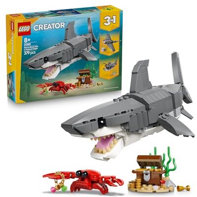Lego Creator 3-in-1 Woeste Haai met Schatkist – Zeedier Dat Verandert In Lantaarnvis of Mantarog – DIY Kinderkamer Decoratie – Cadeau voor Jongens en Meisjes vanaf 8 Jaar – 31381 Lego Creator 3-in-1 Woeste Haai met Schatkist – Zeedier Dat Verandert In Lantaarnvis of Mantarog – DIY Kinderkamer Decoratie – Cadeau voor Jongens en Meisjes vanaf 8 Jaar – 31381