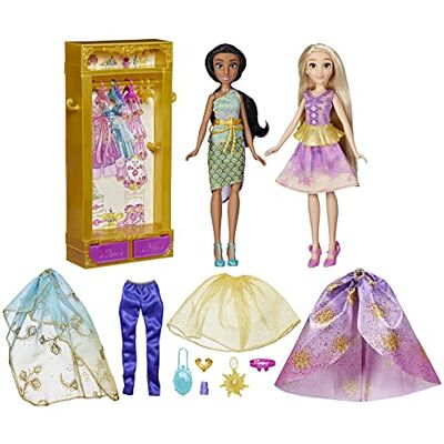 Disney Life Ultimate Fashions Wardrobe, Jasmine and Rapunzel Toy for Children 3 and Up, Doll Wardrobe with Clothes Disney Life Ultimate Fashions Wardrobe, Jasmine and Rapunzel Toy for Children 3 and Up, Doll Wardrobe with Clothes
