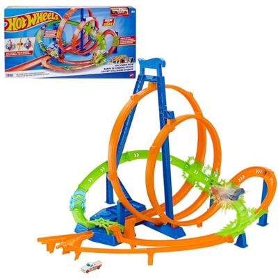 Hot Wheels Baanset, Legendarisch Crashen en Knallen met 5 crashzones, gemotoriseerde booster en 1 speelgoedauto, schaal 1:64, gemakkelijk op te bergen, HTP55 Hot Wheels Baanset, Legendarisch Crashen en Knallen met 5 crashzones, gemotoriseerde booster en 1 speelgoedauto, schaal 1:64, gemakkelijk op te bergen, HTP55