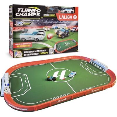 IMC Toys Turbo Champs LaLiga Stadion: 2 exclusieve auto's combineren passie voor voetbal met auto-emoties, speel met competitieauto's, speelgoed voor kinderen van 6 jaar IMC Toys Turbo Champs LaLiga Stadion: 2 exclusieve auto's combineren passie voor voetbal met auto-emoties, speel met competitieauto's, speelgoed voor kinderen van 6 jaar