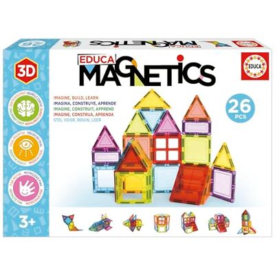 Educa Magnetics Magnetisch 3D-bouwspel voor kinderen, bouwt geometrische figuren, ontwikkelt creativiteit en fantasie, vanaf 3 jaar (20022) Educa Magnetics Magnetisch 3D-bouwspel voor kinderen, bouwt geometrische figuren, ontwikkelt creativiteit en fantasie, vanaf 3 jaar (20022)