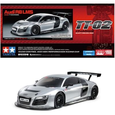 TAMIYA 47517 1:10 RC Audi R8 LMS 2008 TT-02 gelakt, op afstand bestuurde auto, voertuig, modelbouw, assemblage, hobby, RC bouwpakket, ongelakt TAMIYA 47517 1:10 RC Audi R8 LMS 2008 TT-02 gelakt, op afstand bestuurde auto, voertuig, modelbouw, assemblage, hobby, RC bouwpakket, ongelakt