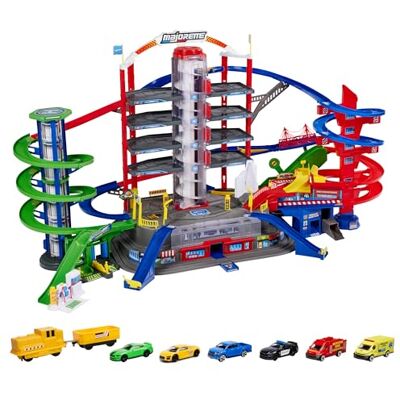 Majorette 212059989 Super City Garage, Speelgoedgarage, Meerkleurig, 35 parkeerplaatsen, licht en geluid, 2 gemotoriseerde liften, 128 x 78 x 73 cm, vanaf 5 jaar Majorette 212059989 Super City Garage, Speelgoedgarage, Meerkleurig, 35 parkeerplaatsen, licht en geluid, 2 gemotoriseerde liften, 128 x 78 x 73 cm, vanaf 5 jaar