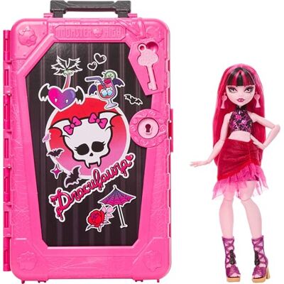 Monster Cable Skulltimate Secrets Draculaura-pop Bestemming: Gore-geous Oasis vampierpop met koffer en 19+ verrassingen zoals kleding, JDR50 Monster Cable Skulltimate Secrets Draculaura-pop Bestemming: Gore-geous Oasis vampierpop met koffer en 19+ verrassingen zoals kleding, JDR50