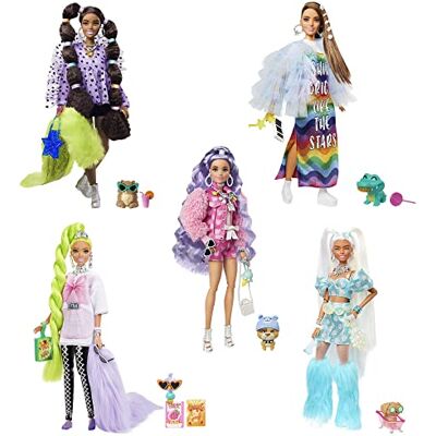 Barbie Extra-bundel met 5 poppen met exclusieve Extra Pop, 70 (mode) accessoires, 5 dierenvriendjes, extra lang haar en beweegbare gewrichten, voor kinderen van 3 jaar en ouder Barbie Extra-bundel met 5 poppen met exclusieve Extra Pop, 70 (mode) accessoires, 5 dierenvriendjes, extra lang haar en beweegbare gewrichten, voor kinderen van 3 jaar en ouder