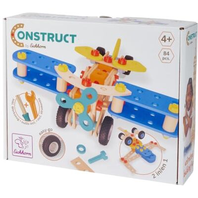 Eichhorn Construct dubbeldekker, 84-delig 2-in-1 constructiespeelgoed ter bevordering van fijne motoriek en technische kennis, combineerbaar met alle sets, FSC-gecertificeerd hout, vanaf 4 jaar Eichhorn Construct dubbeldekker, 84-delig 2-in-1 constructiespeelgoed ter bevordering van fijne motoriek en technische kennis, combineerbaar met alle sets, FSC-gecertificeerd hout, vanaf 4 jaar