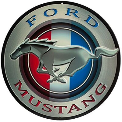 Open Road Brands Ford Mustang Round Embossed Metal Sign Vintage Ford Mustang Sign for Garage or Man Cave Open Road Brands Ford Mustang Round Embossed Metal Sign Vintage Ford Mustang Sign for Garage or Man Cave