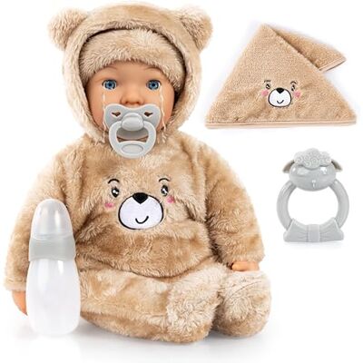 Bayer Design 94230AB Babypop, huilt echte tranen, met slaperige ogen, zacht lichaam, accessoires, 42 cm Bayer Design 94230AB Babypop, huilt echte tranen, met slaperige ogen, zacht lichaam, accessoires, 42 cm