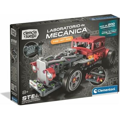 Clementoni Wetenschap en spel, monteurlaboratorium: Fire Hot Rod, bouwpakket, meer dan 200 componenten, leeftijd 8+, gemaakt in Italië, 55664 Clementoni Wetenschap en spel, monteurlaboratorium: Fire Hot Rod, bouwpakket, meer dan 200 componenten, leeftijd 8+, gemaakt in Italië, 55664
