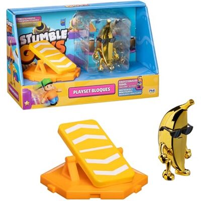Bizak Stumble Guys speelset met beweegbaar figuur, 7,5 cm, speelt scènes uit het videospel, Mr. Banana met trampoline, jongens en meisjes vanaf 8 jaar (64119201) Bizak Stumble Guys speelset met beweegbaar figuur, 7,5 cm, speelt scènes uit het videospel, Mr. Banana met trampoline, jongens en meisjes vanaf 8 jaar (64119201)