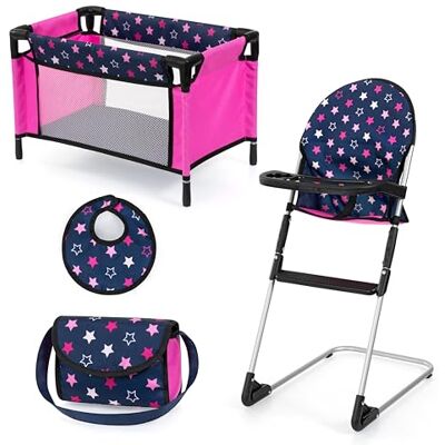 Bayer Design 63216AB poppenstoel, bed, slabbetje, tas, poppenaccessoires voor rollenspellen van kinderen vanaf 3 jaar Bayer Design 63216AB poppenstoel, bed, slabbetje, tas, poppenaccessoires voor rollenspellen van kinderen vanaf 3 jaar