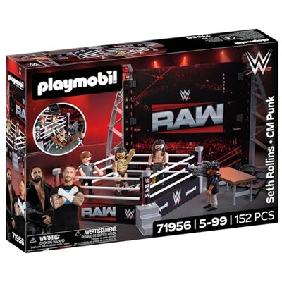 Playmobil WWE®, WWE RAW ringverzamelset, worstelring met CM Punk, Seth Rollins, scheidsrechter, cameraman en accessoires, voor fans vanaf 5 jaar, 71956 Playmobil WWE®, WWE RAW ringverzamelset, worstelring met CM Punk, Seth Rollins, scheidsrechter, cameraman en accessoires, voor fans vanaf 5 jaar, 71956