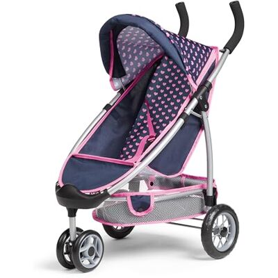 Bayer Design 39952AC Poppenwagen, dubbel voorwiel, zachte handgreep, geïntegreerde mand, voor poppen tot 46 cm Bayer Design 39952AC Poppenwagen, dubbel voorwiel, zachte handgreep, geïntegreerde mand, voor poppen tot 46 cm