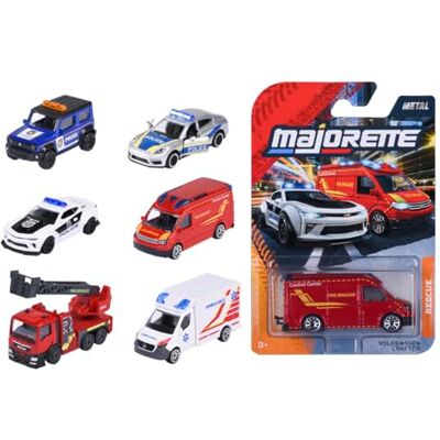 Majorette , Premium noodvoertuigen, assortiment 6, willekeurige metalen auto's 1:64, collectie Ride Strong Rescue, politie brandweer, 7,5 cm, vrijloop, vanaf 3 jaar (850300000303038) Majorette , Premium noodvoertuigen, assortiment 6, willekeurige metalen auto's 1:64, collectie Ride Strong Rescue, politie brandweer, 7,5 cm, vrijloop, vanaf 3 jaar (850300000303038)