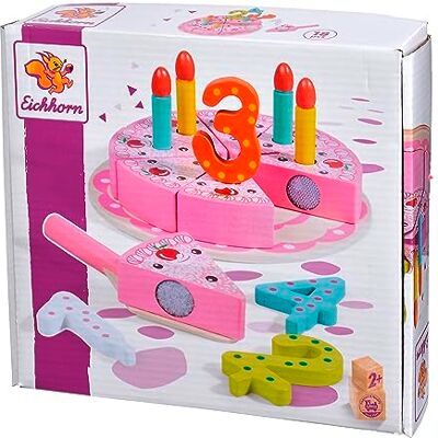 Eichhorn 100003729 verjaardagstaart met stekertjes, set bevat 1 x taartschep, 4 x getallen, 8 x taartstukken, 4 x kaarsen, 18-delig, grenenhout, Meerkleurig Eichhorn 100003729 verjaardagstaart met stekertjes, set bevat 1 x taartschep, 4 x getallen, 8 x taartstukken, 4 x kaarsen, 18-delig, grenenhout, Meerkleurig