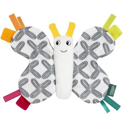 Fehn Knisper-vlinder – activity-ritseldier om vast te pakken, luizen, spelen en geluiden te produceren, bevordert de zintuigen en motoriek van baby's, ideale metgezel voor baby's en peuters vanaf de Fehn Knisper-vlinder – activity-ritseldier om vast te pakken, luizen, spelen en geluiden te produceren, bevordert de zintuigen en motoriek van baby's, ideale metgezel voor baby's en peuters vanaf de
