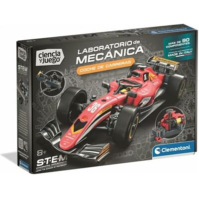 Clementoni Wetenschap en spel, monteurlaboratorium: racewagen, bouwpakket stem, + 90 componenten, leeftijd 8+, gemaakt in Italië, 55672 Clementoni Wetenschap en spel, monteurlaboratorium: racewagen, bouwpakket stem, + 90 componenten, leeftijd 8+, gemaakt in Italië, 55672