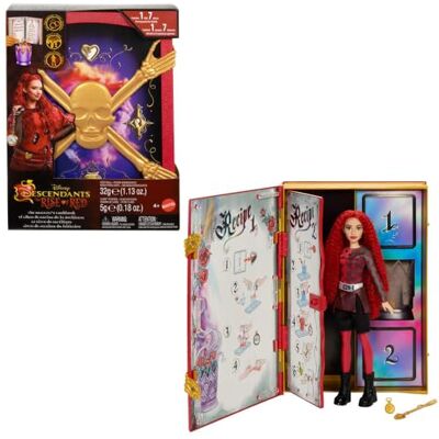 Mattel Disney Descendants: The Rise of Red, dochter van de Hartenkoningin, pop en speelset, het Tovenaarskookboek, mix voor slijm en verrassingen, HWH95 Mattel Disney Descendants: The Rise of Red, dochter van de Hartenkoningin, pop en speelset, het Tovenaarskookboek, mix voor slijm en verrassingen, HWH95