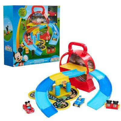 Disney Junior Mickey Mouse Stow ’n Go Garage, Figure and Vehicle Playset Figuur en voertuig speelset, 12-delig. Kinderspeelgoed voor kinderen vanaf 3 jaar Disney Junior Mickey Mouse Stow ’n Go Garage, Figure and Vehicle Playset Figuur en voertuig speelset, 12-delig. Kinderspeelgoed voor kinderen vanaf 3 jaar