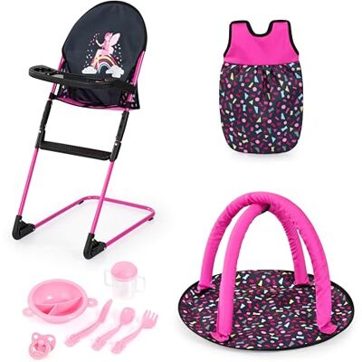 Bayer Design Poppenstoel, speelboog, speelset vanaf 3+ jaar poppenslaapzak en poppenaccessoires voor rollenspellen van kinderen Bayer Design Poppenstoel, speelboog, speelset vanaf 3+ jaar poppenslaapzak en poppenaccessoires voor rollenspellen van kinderen