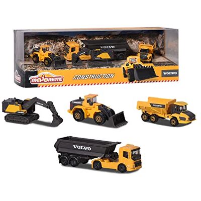 Majorette 212057287SDN Volvo bouwvoertuigen, 4-pack van metaal met vrijloop en bewegende delen, vanaf 3 jaar, meerkleurig Majorette 212057287SDN Volvo bouwvoertuigen, 4-pack van metaal met vrijloop en bewegende delen, vanaf 3 jaar, meerkleurig