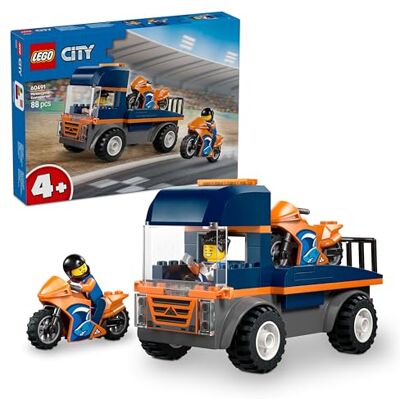 Lego City Transportwagen voor Motoren Fijne Motoriek Speelgoed met Vrachtwagen, Bouwpakket voor Kinderen met 2 Motors, 2 Minifiguren, Oprit en Accessoires Cadeau voor Jongens vanaf 4 Jaar 60491 Lego City Transportwagen voor Motoren Fijne Motoriek Speelgoed met Vrachtwagen, Bouwpakket voor Kinderen met 2 Motors, 2 Minifiguren, Oprit en Accessoires Cadeau voor Jongens vanaf 4 Jaar 60491