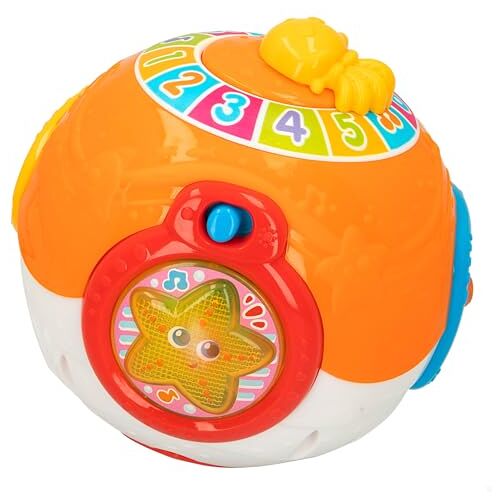 winfun , Muziekbal met licht en geluid, bal met muziek, zeedieren, sensorische babyballen, vroegstimulatiespeelgoed, soundbal, babyballen, cadeaus 6 maanden (47257)