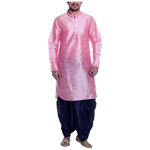 Royal Kurta Men's Silk Blend Dhoti & Kurta 42 Pink