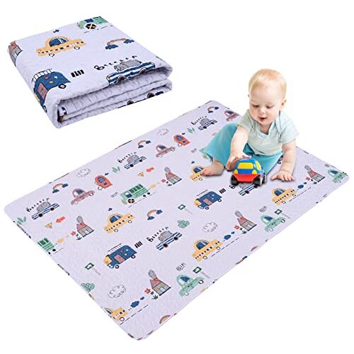 MIIMER Wasbare baby katoenen speelmat draagbare speelmat voor baby's, opvouwbare peuterspeelmat, babybuiktijdmat, vloerspeelmatten voor zuigelingen, extra grote kruipmat van  160 x 110 cm