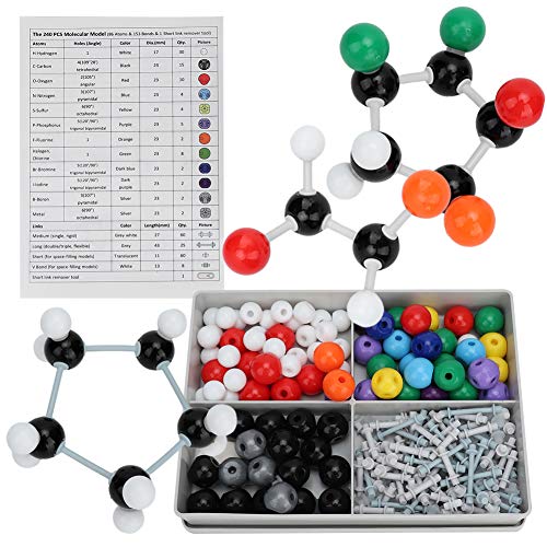 Ausla Moleculaire modelkit, 240 stuks moleculaire organische anorganische structuur kit anorganische biochemie chemie modelleerkit voor studenten, leraar kinderen, jongeren