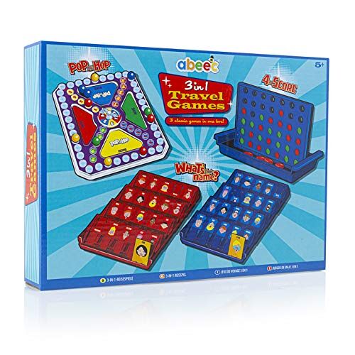 abeec Set van 3 Reisspellen voor het hele gezin Reisspellen voor kinderen (Pop & Hop Wat is hun naam 4 om te scoren v2)