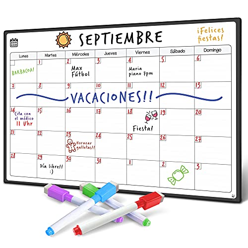 Panda Spaanse taal Magnetische koelkast whiteboard kalender perfecte maandplanner, memo of gebeurtenisherinnering voor volwassenen en kinderen Spaans maandelijks